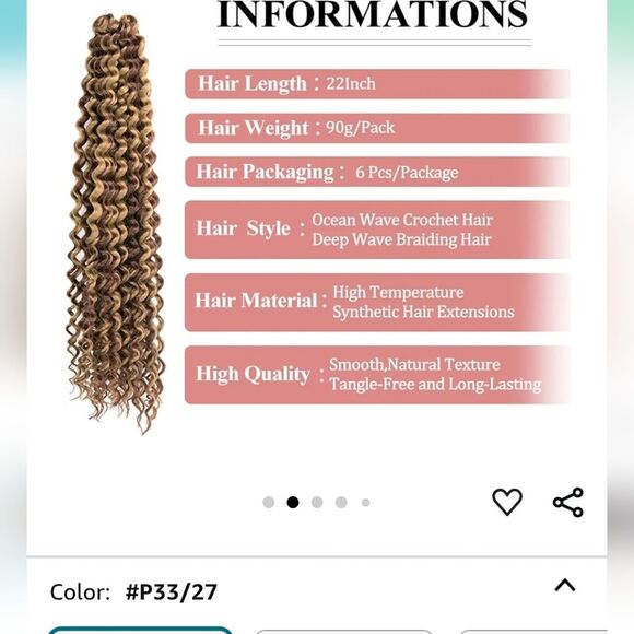 Ocean Wave Synthetic Crochet 5 Piece Hair Extensions | 30 Inch NEW - Picture 6 of 6